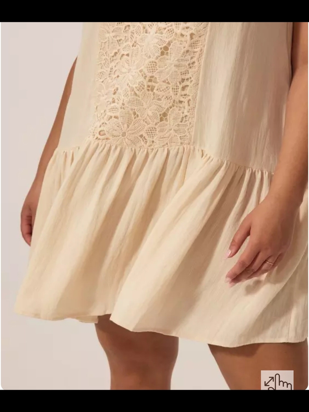 torrid Cream Lace-Front Flounced Mini Dress - Picture 2 of 5